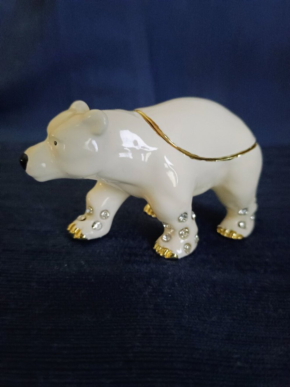 Polar Bear Jeweled Enameled Trinket Box